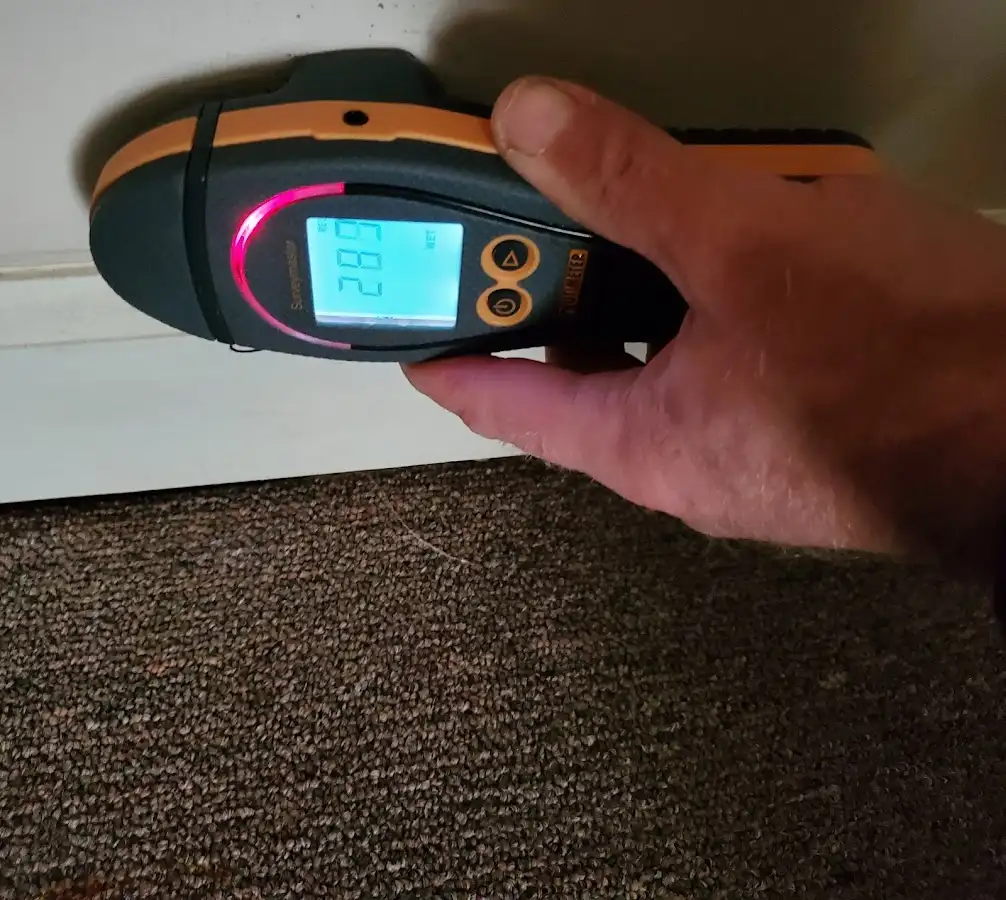 Moisture detection at baseboard during Burst Pipe Cleanup in Chubbuck