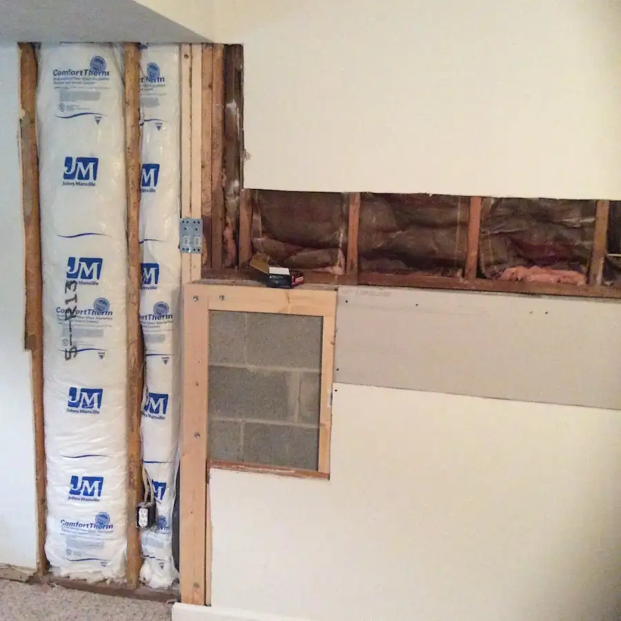 Wall insulation replacement during Basement Flood Cleanup in Chubbuck